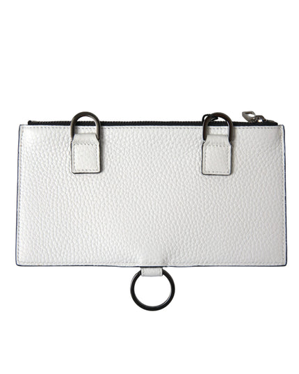 Dolce & Gabbana White Calfskin Leather Large Crossbody Card Holder Wallet