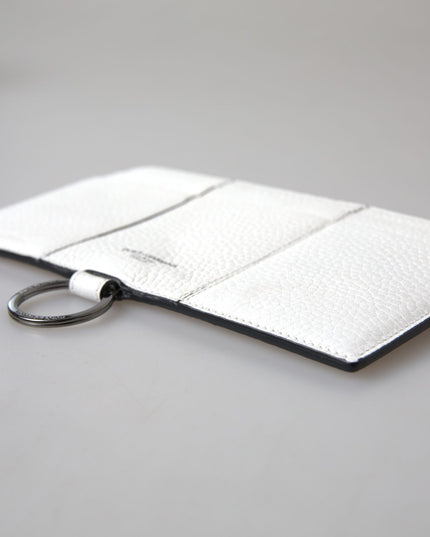Dolce & Gabbana White Calfskin Leather Large Crossbody Card Holder Wallet