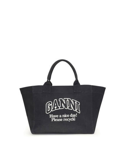 Ganni Black Cotton Shoulder Bag
