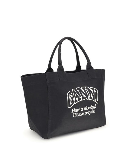 Ganni Black Cotton Shoulder Bag