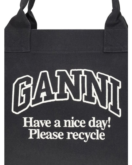 Ganni Black Cotton Shoulder Bag