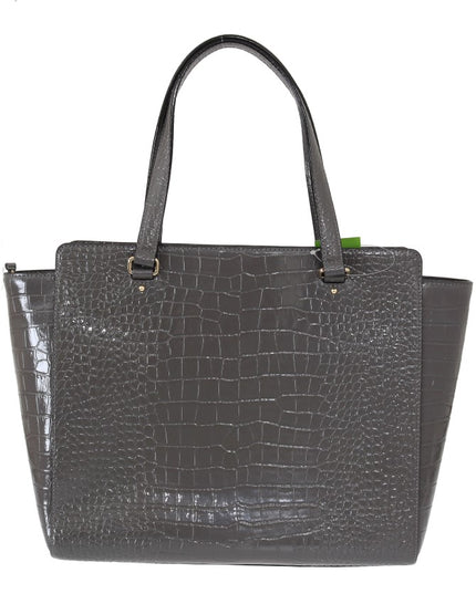 Kate Spade Grey Croc Embossed Leather Elissa Bristol Drive Tote Handbag Bag