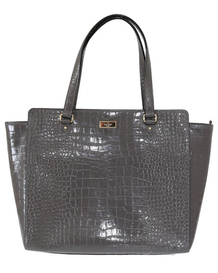 Kate Spade Grey Croc Embossed Leather Elissa Bristol Drive Tote Handbag Bag