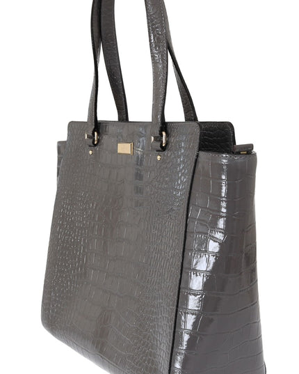 Kate Spade Grey Croc Embossed Leather Elissa Bristol Drive Tote Handbag Bag