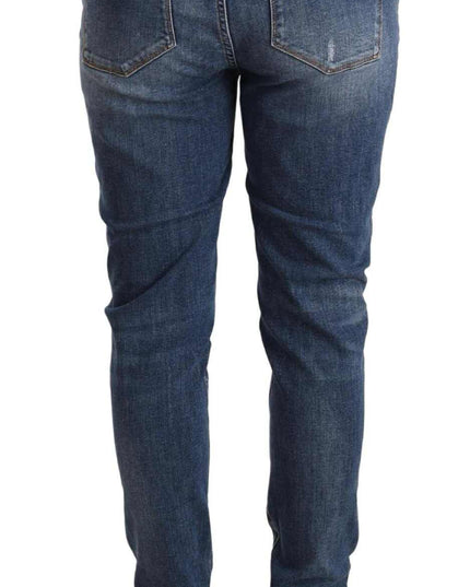 Dolce & Gabbana Blue Distressed Slim Fit Denim Pants Jeans
