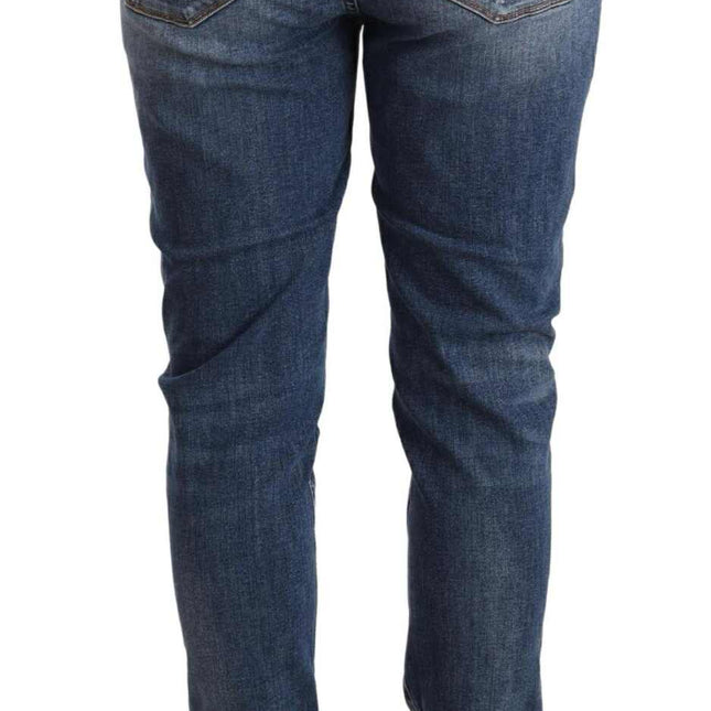 Dolce & Gabbana Blue Distressed Slim Fit Denim Pants Jeans
