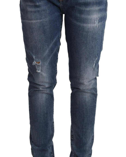 Dolce & Gabbana Blue Distressed Slim Fit Denim Pants Jeans