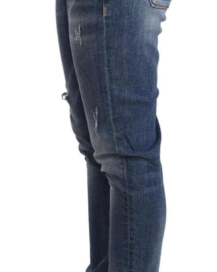 Dolce & Gabbana Blue Distressed Slim Fit Denim Pants Jeans