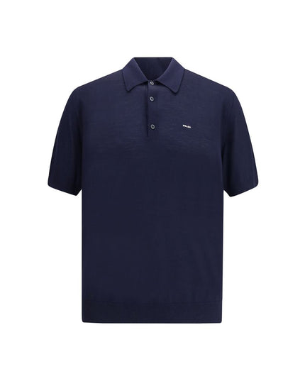 Prada Blue Fleece Wool Polo Shirt