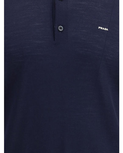 Prada Blue Fleece Wool Polo Shirt