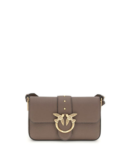 PINKO Brown Calf Leather Bos Taurus Shoulder Bag
