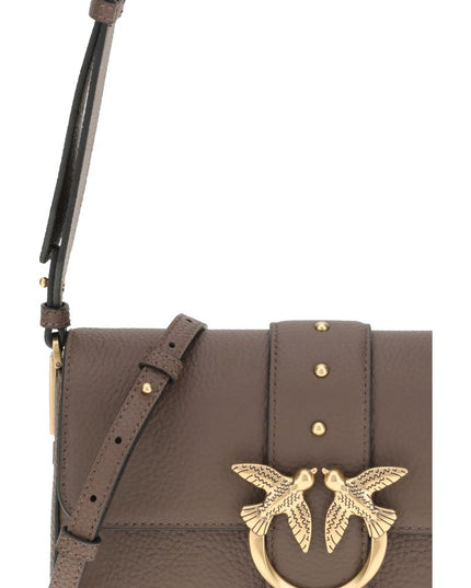 PINKO Brown Calf Leather Bos Taurus Shoulder Bag