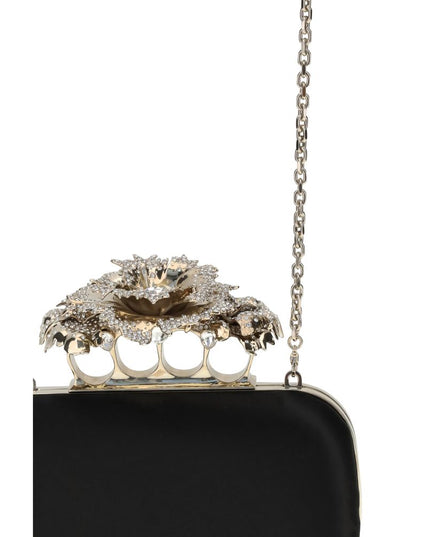 Alexander McQueen Black Silk Clutch Bag
