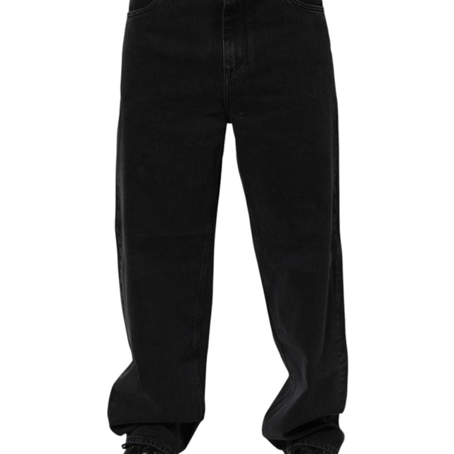 Dolce & Gabbana Black Denim Wide Leg Relaxed Fit Pants Jeans