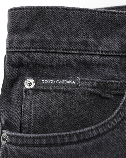 Dolce & Gabbana Black Denim Wide Leg Relaxed Fit Pants Jeans