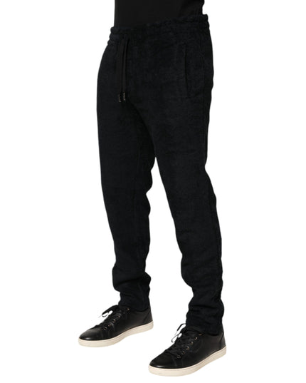Dolce & Gabbana Black Cotton Logo Men Jogger Sweatpants Pants