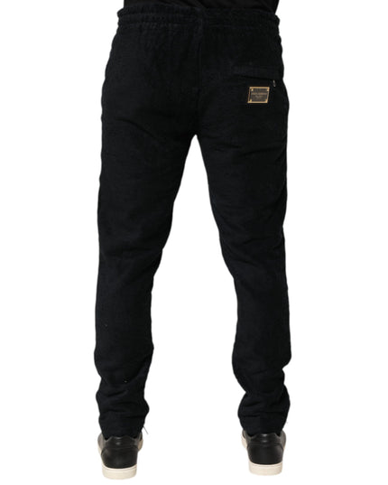 Dolce & Gabbana Black Cotton Logo Men Jogger Sweatpants Pants