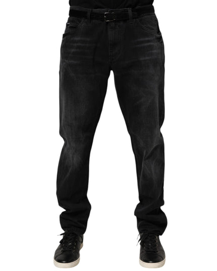 Dolce & Gabbana Black Washed Cotton Skinny Men Denim Jeans