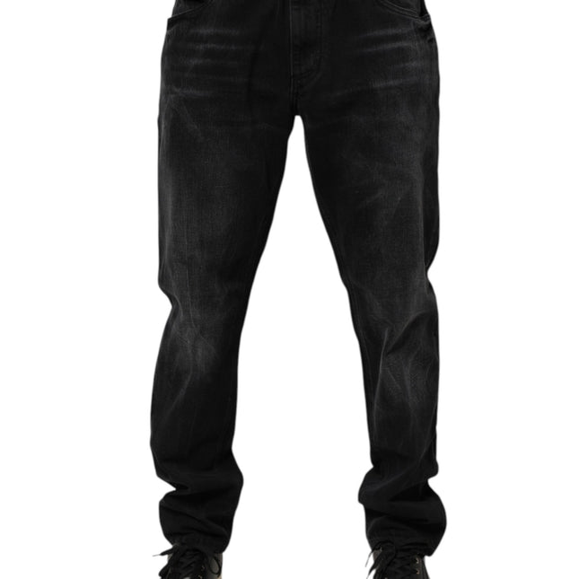 Dolce & Gabbana Black Washed Cotton Skinny Men Denim Jeans