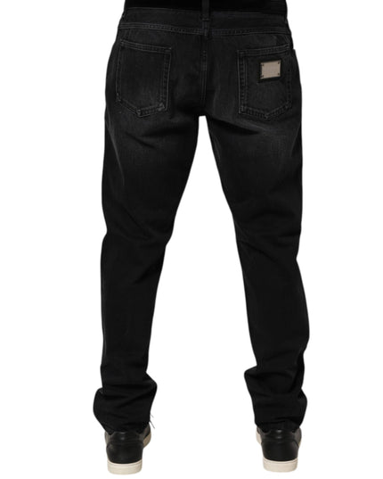 Dolce & Gabbana Black Washed Cotton Skinny Men Denim Jeans