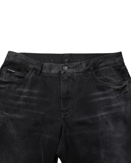 Dolce & Gabbana Black Washed Cotton Skinny Men Denim Jeans