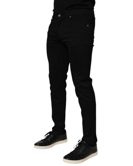 Dolce & Gabbana Black Cotton Blend Skinny Men Trouser Pants