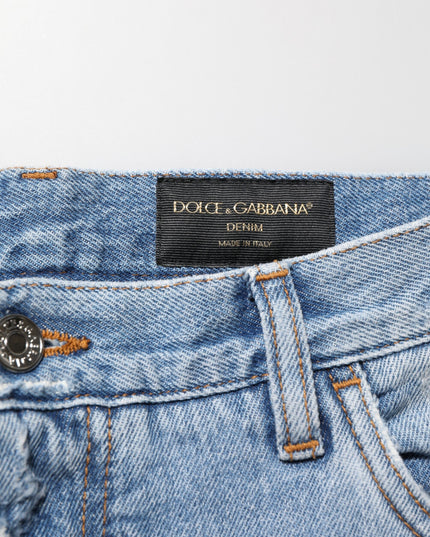 Dolce & Gabbana Blue Distressed Ripped Denim Pants Jeans