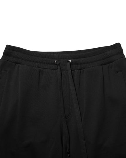 Dolce & Gabbana Black Cotton Drawstring Logo Sweatpants Pants