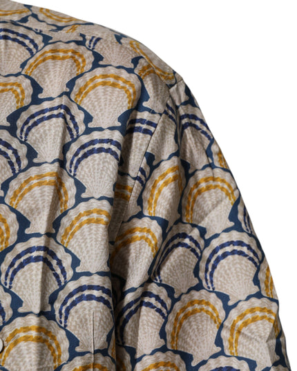 Dolce & Gabbana Cream Cotton Silk Hawaii Scallop Shell Print Shirt