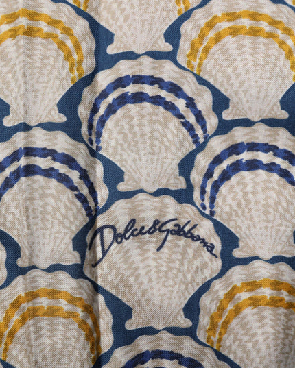 Dolce & Gabbana Cream Cotton Silk Hawaii Scallop Shell Print Shirt