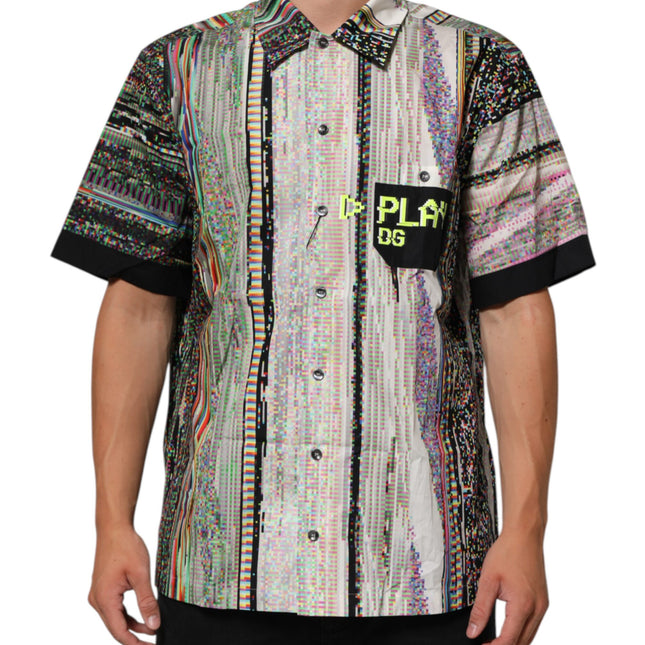 Dolce & Gabbana Multicolor Graphic Collared Casual Shirt