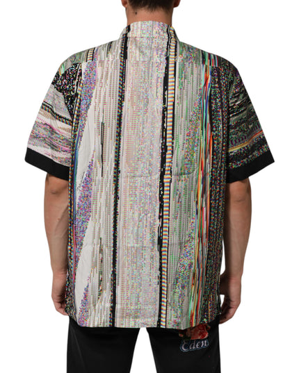 Dolce & Gabbana Multicolor Graphic Collared Casual Shirt