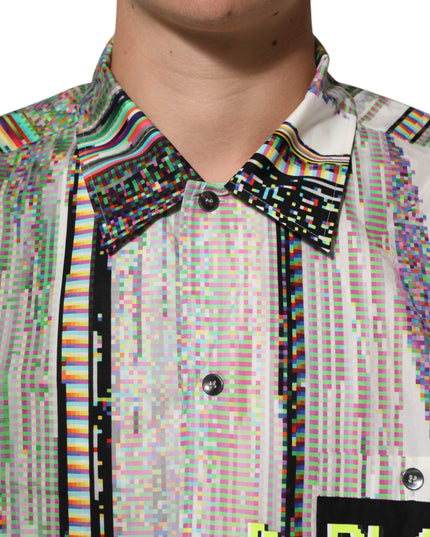 Dolce & Gabbana Multicolor Graphic Collared Casual Shirt