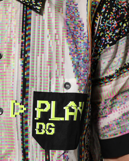 Dolce & Gabbana Multicolor Graphic Collared Casual Shirt