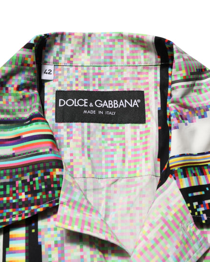 Dolce & Gabbana Multicolor Graphic Collared Casual Shirt
