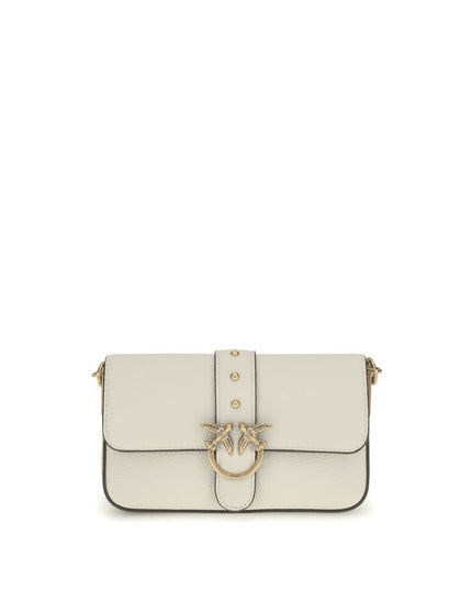 PINKO White Calf Leather Bos Taurus Shoulder Bag