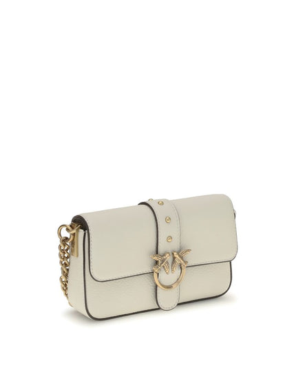 PINKO White Calf Leather Bos Taurus Shoulder Bag