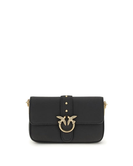 PINKO Black Calf Leather Bos Taurus Shoulder Bag