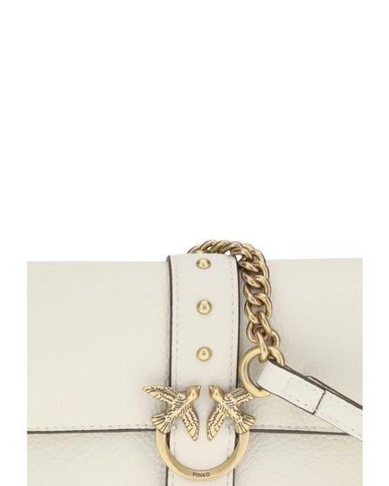 PINKO White Calf Leather Bos Taurus Shoulder Bag