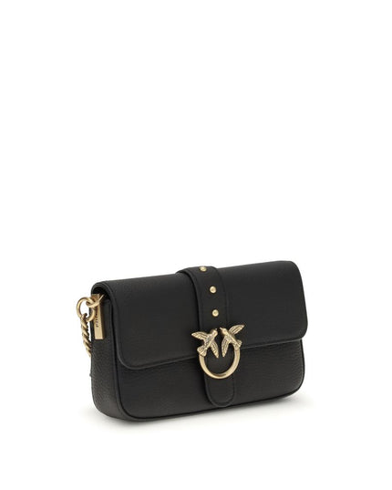 PINKO Black Calf Leather Bos Taurus Shoulder Bag