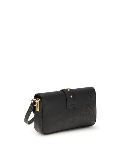 PINKO Black Calf Leather Bos Taurus Shoulder Bag