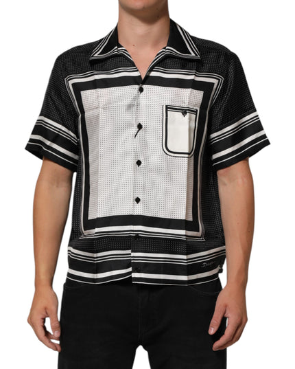Dolce & Gabbana Black White StripeDot Print Casual Polo Shirt