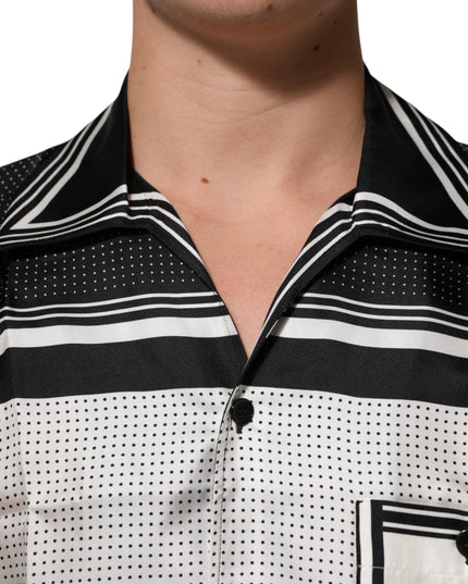 Dolce & Gabbana Black White StripeDot Print Casual Polo Shirt
