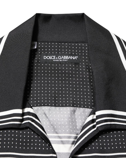 Dolce & Gabbana Black White StripeDot Print Casual Polo Shirt