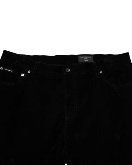 Dolce & Gabbana Black Cotton Slim Fit Denim Trouser Jeans