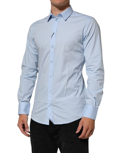 Dolce & Gabbana Light Blue Cotton GOLD Formal Men Dress Shirt