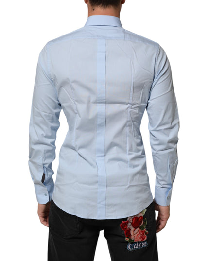 Dolce & Gabbana Light Blue Cotton GOLD Formal Men Dress Shirt