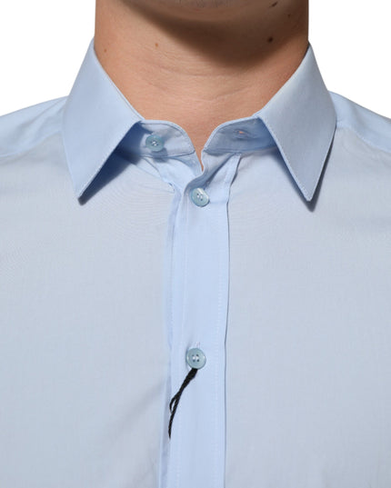Dolce & Gabbana Light Blue Cotton GOLD Formal Men Dress Shirt