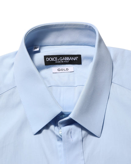 Dolce & Gabbana Light Blue Cotton GOLD Formal Men Dress Shirt
