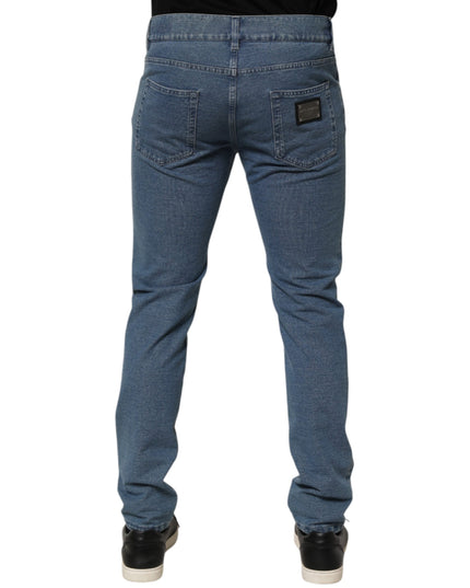 Dolce & Gabbana Blue Cotton Stretch Slim Fit Men Denim Jeans
